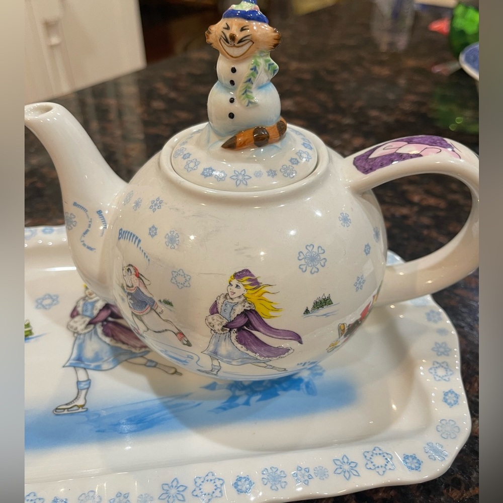 Alice in Wonderland cafe by Paul Cardeau teapot and platter